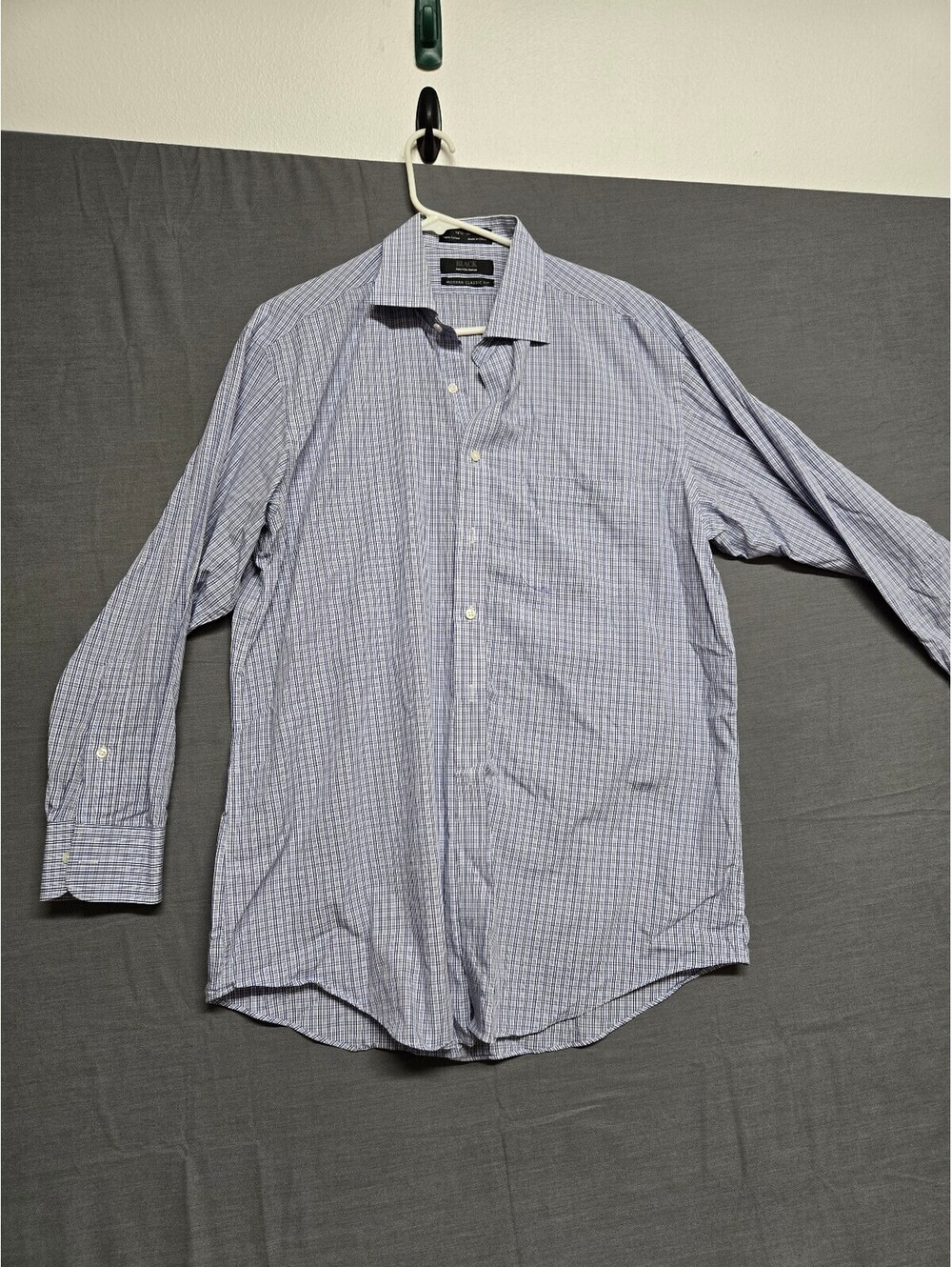 Black Brown 1826 blue check long sleeve shirt 16.5 32/33